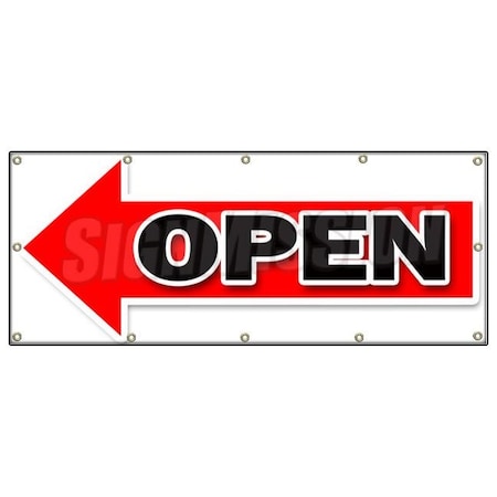 GIANT LEFT OPEN ARROW BANNER SIGN Turn Here Sale Follow Directions